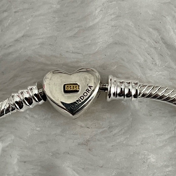 Pandora Domed Golden Heart ClaspSnake Chain Bracelet - Picture 5 of 7